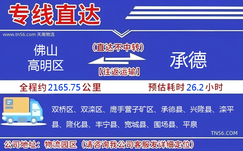 佛山高明區(qū)到承德物流公司