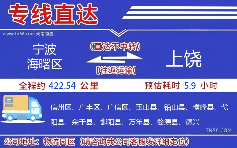 寧波海曙區到上饒物流公司