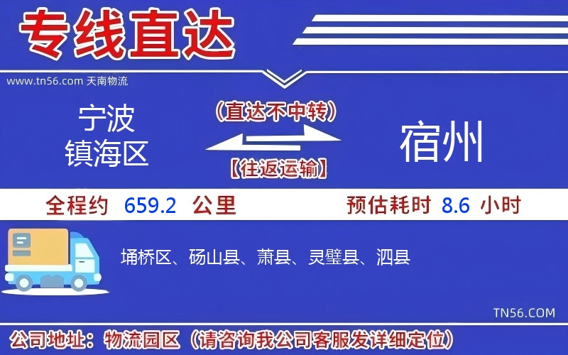 寧波鎮海區到宿州物流公司