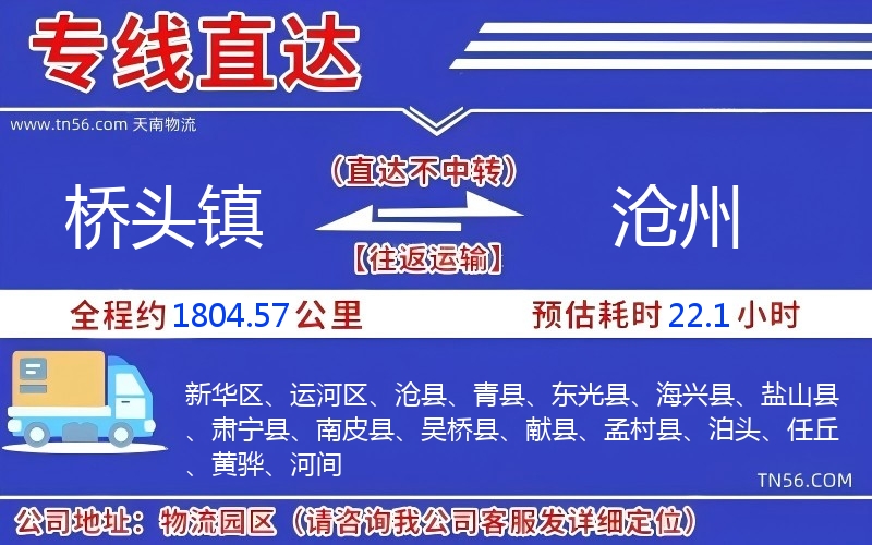 橋頭鎮(zhèn)到滄州物流公司