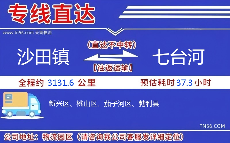 沙田鎮到七臺河物流公司