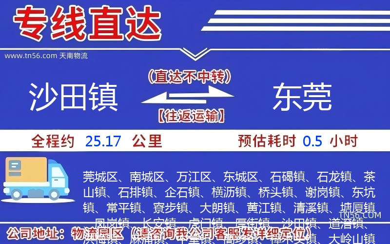 沙田鎮到東莞物流公司 沙田鎮到東莞物流公司