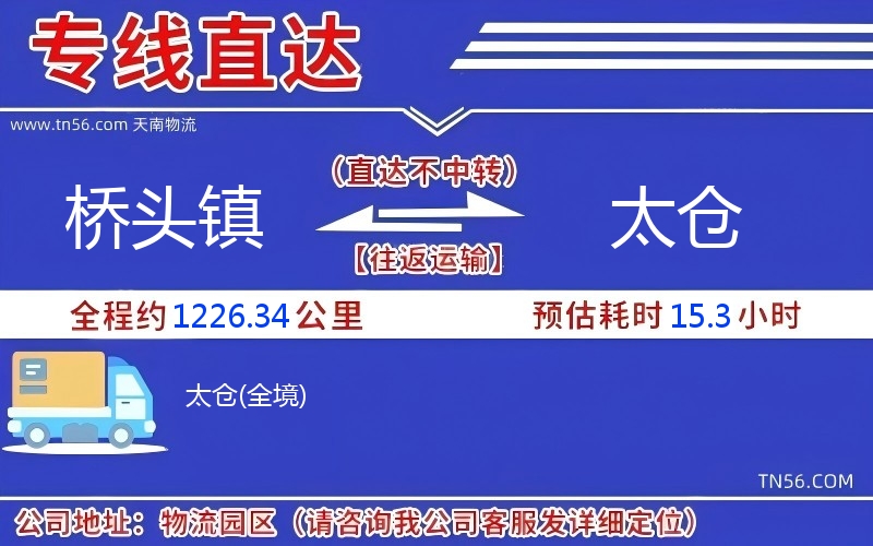 橋頭鎮到太倉物流公司