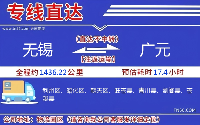 無錫到廣元物流公司