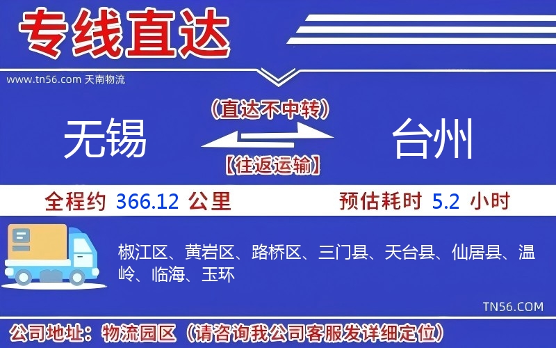 無錫到臺州物流公司