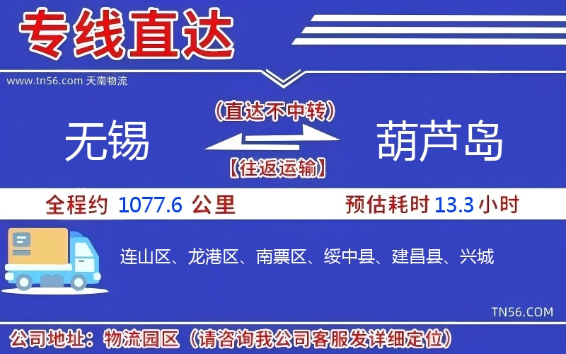 無錫到葫蘆島物流公司