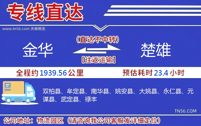 金華到楚雄物流公司