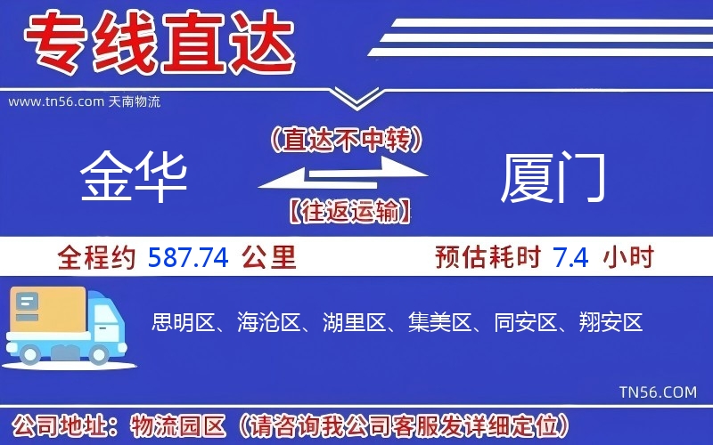 金華到廈門物流公司